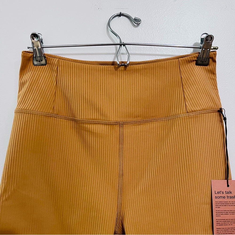 NWT Girlfriend Collective Rib Paloma Bra & Rib Bike Shorts Set in Toffee Brown - Picture 7 of 16